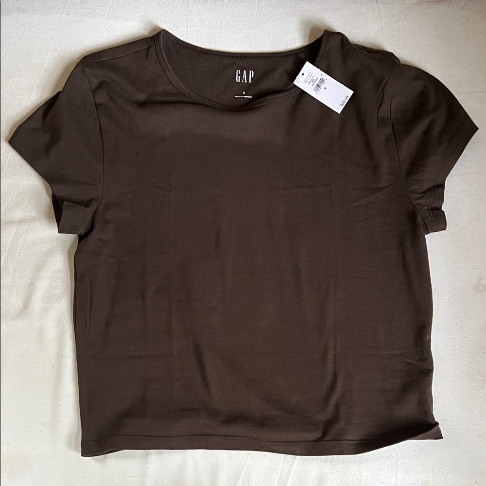 GAP Women's Dark Brown Short Sleeve Tee